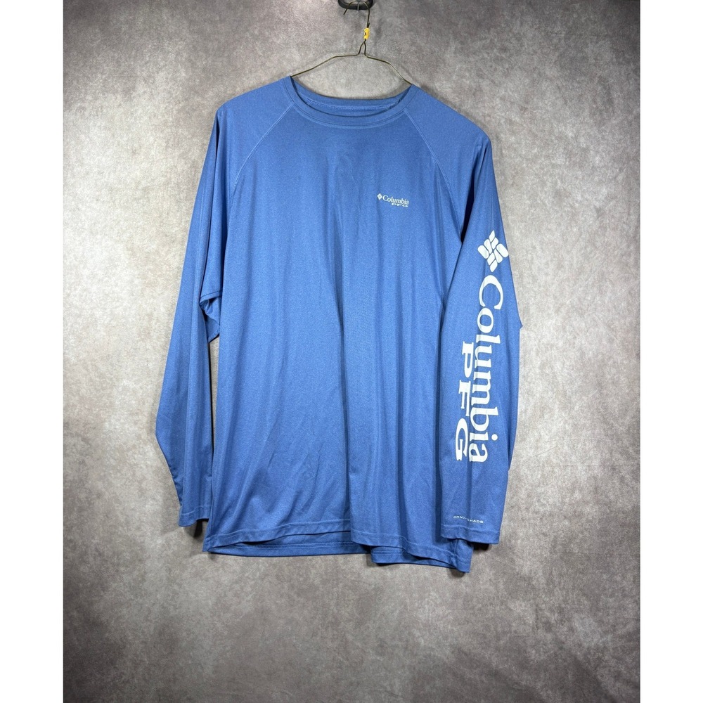 Columbia Shirt Mens XXL Blue PFG Terminal Tackle Long Sleeve Fishing Performance